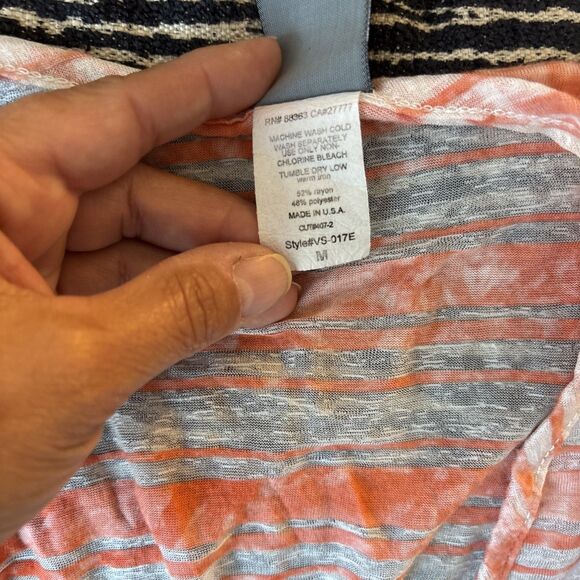 Women’s M Beach Cover-Up Maxi Dress Red Striped V-Neck Swim Resort - Picture 5 of 7